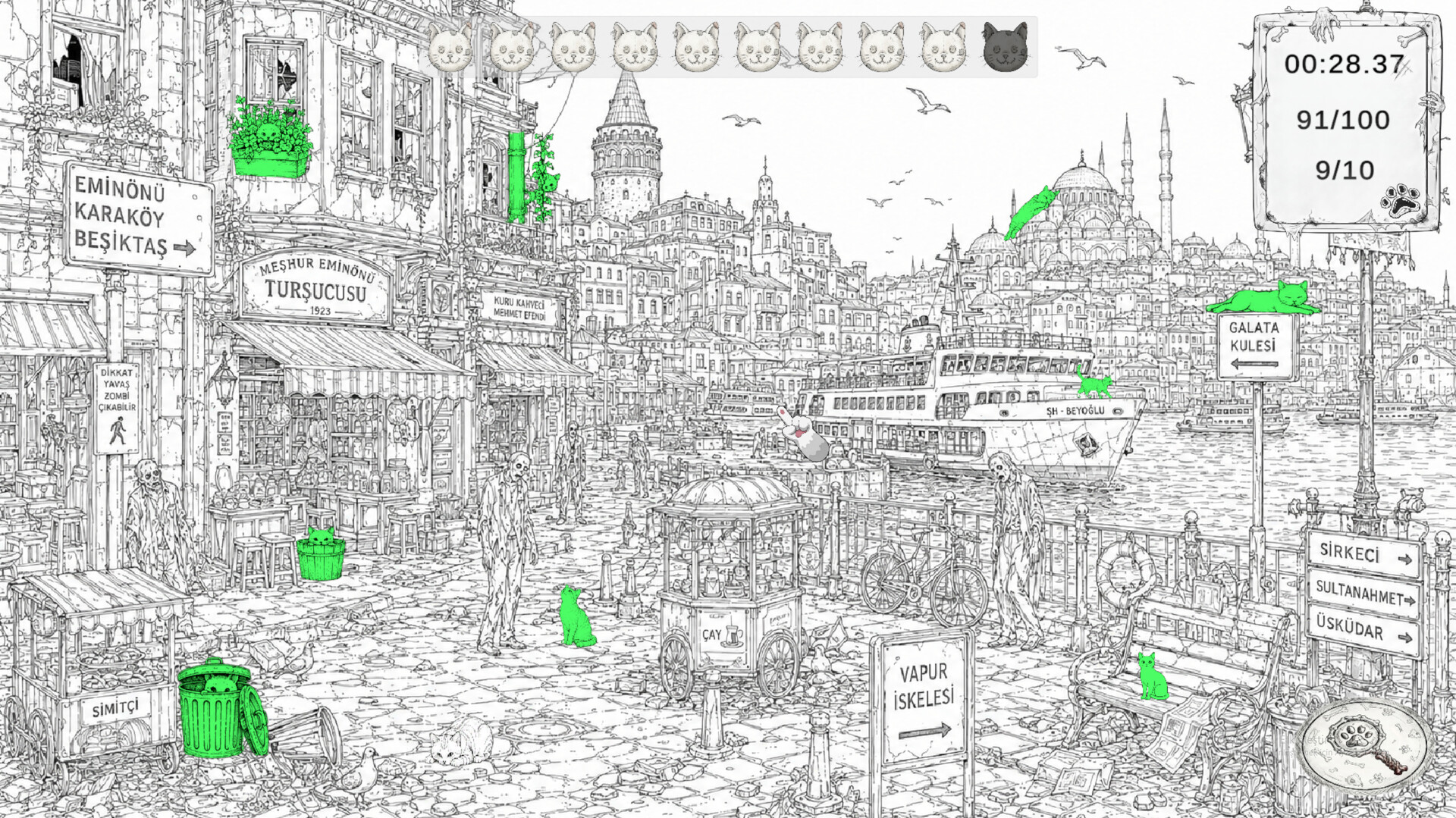 Zombie Mystery: 100 Hidden Cats screenshot 2