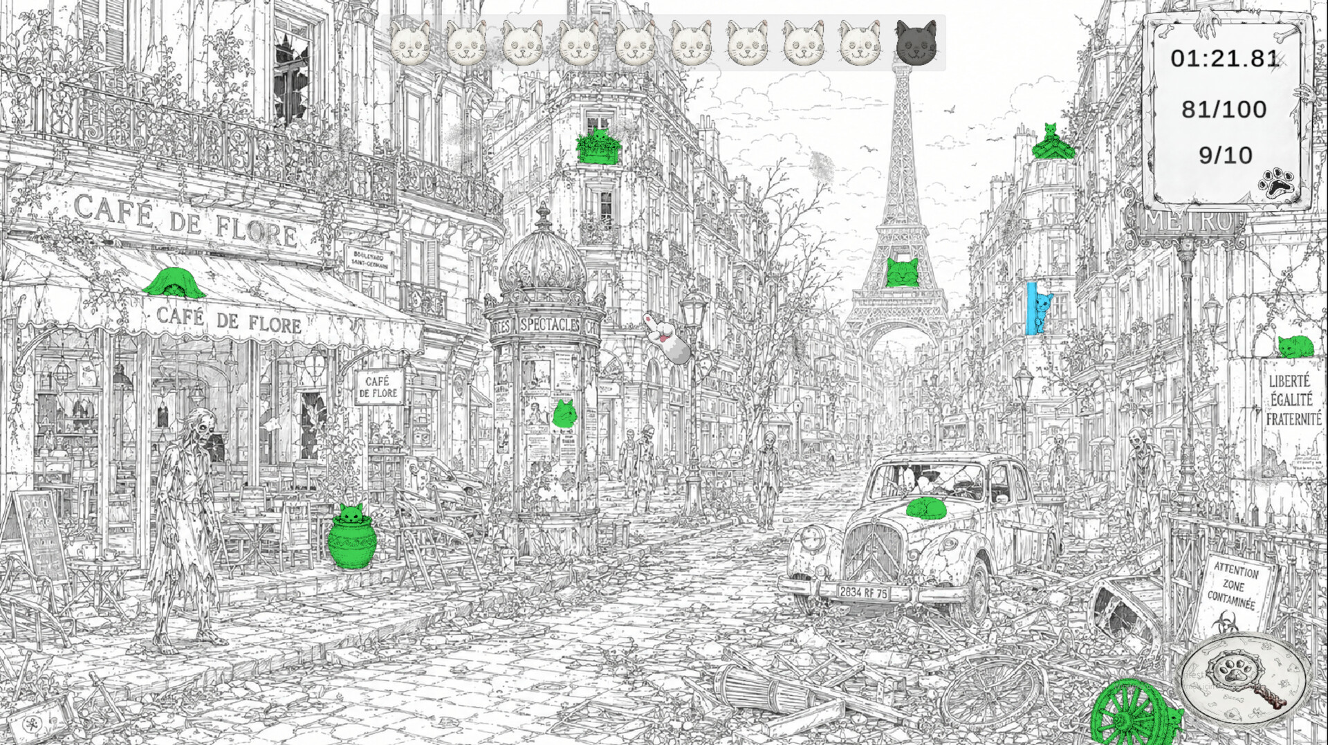 Zombie Mystery: 100 Hidden Cats screenshot #7