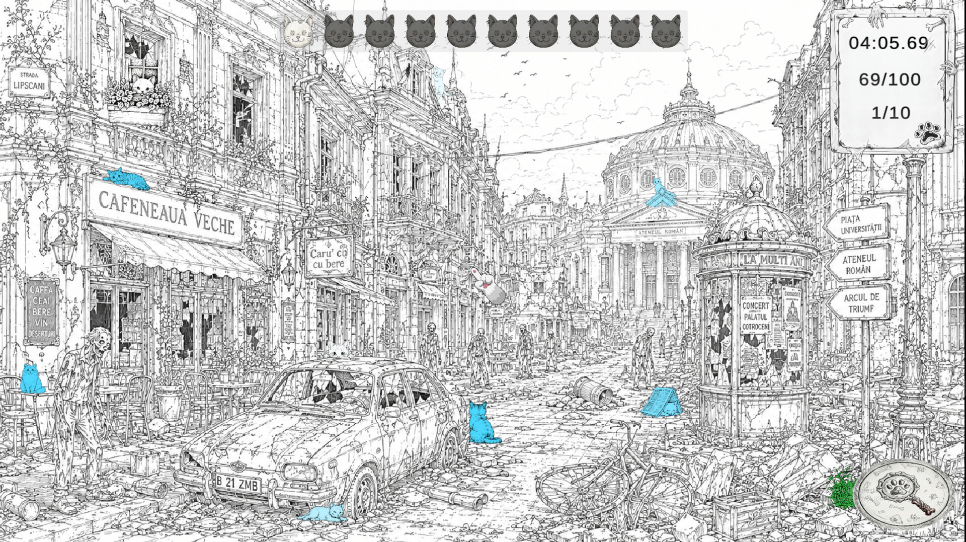 Zombie Mystery: 100 Hidden Cats screenshot 3