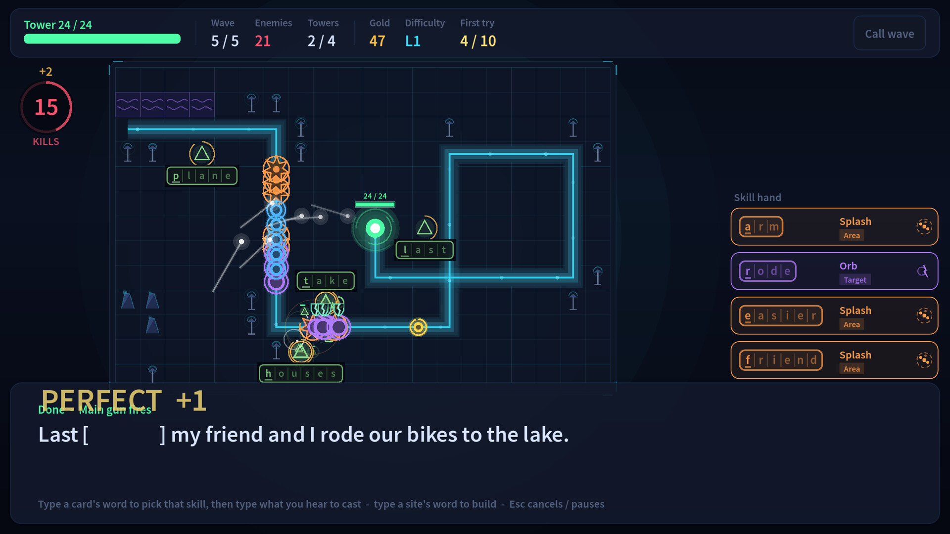 Listening Post: Typing Tower Defense screenshot 1