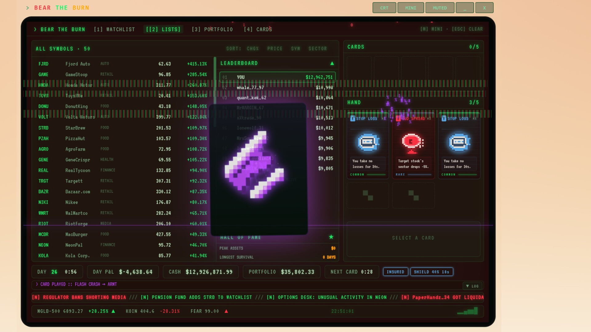 BEAR THE BURN: A Stock Market Deckbuilder screenshot 6