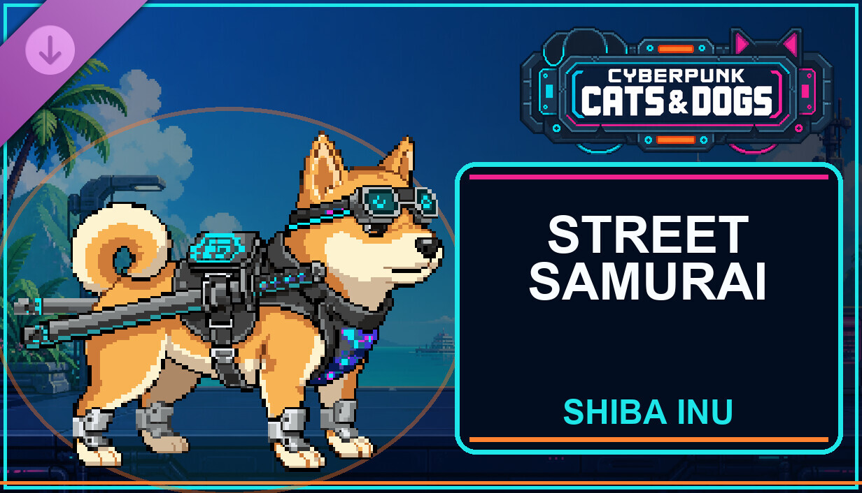 Cyberpunk Cats & Dogs - Street Samurai (Shiba Inu) cover art