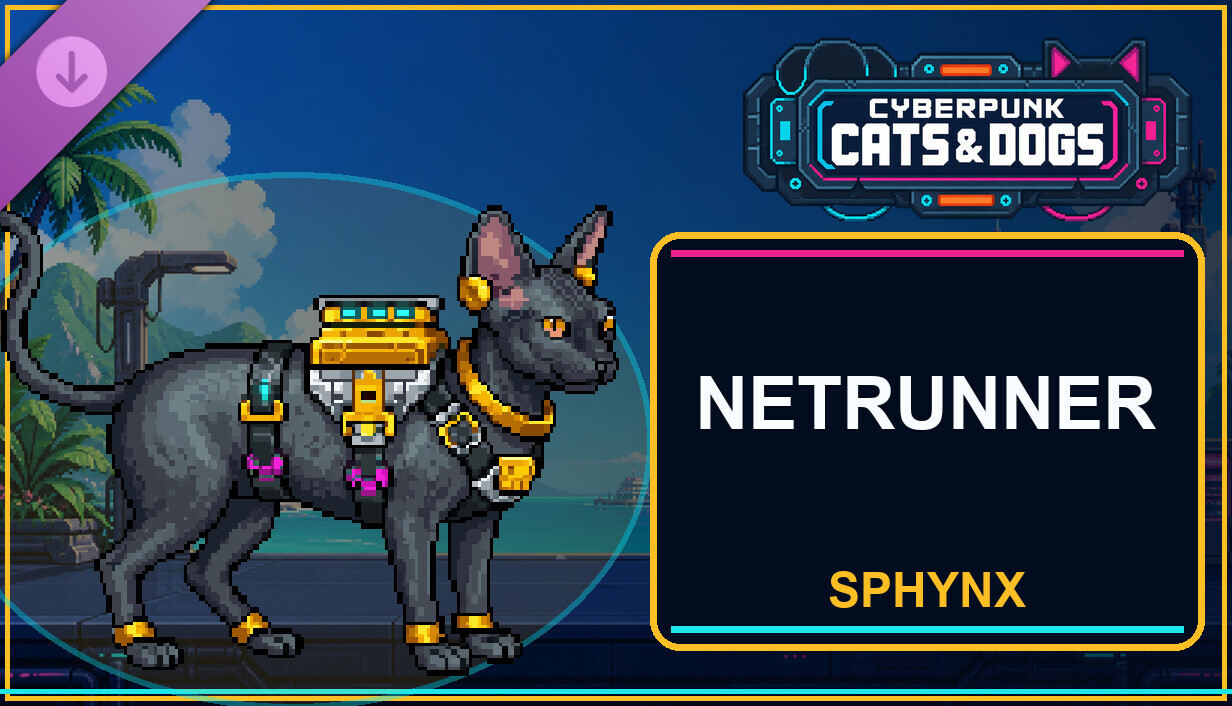 Cyberpunk Cats & Dogs - Netrunner (Sphynx) cover art