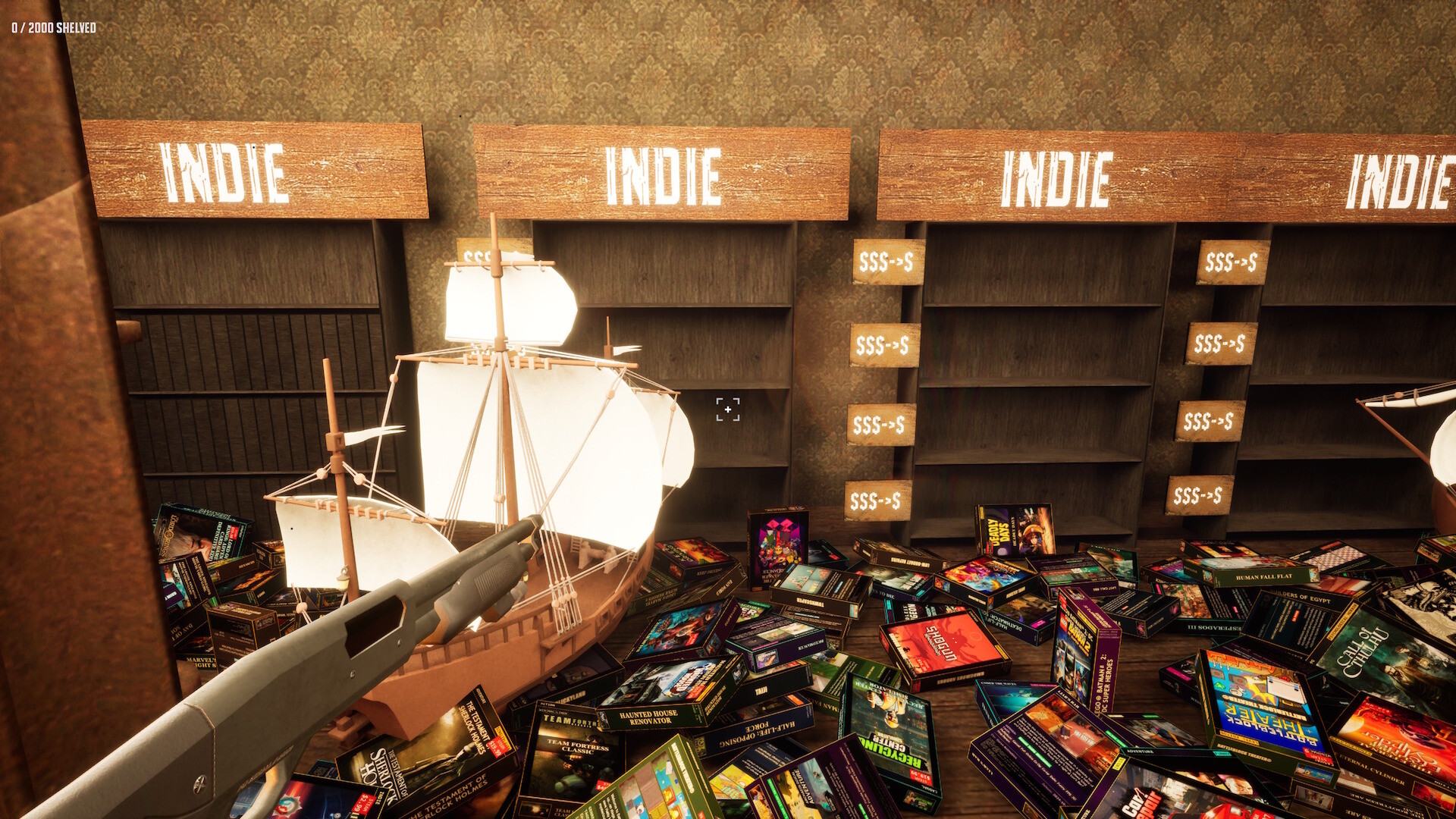 Game Shelver 99: I must organize my Steam Library and defend it against pirates with a shotgun screenshot 8