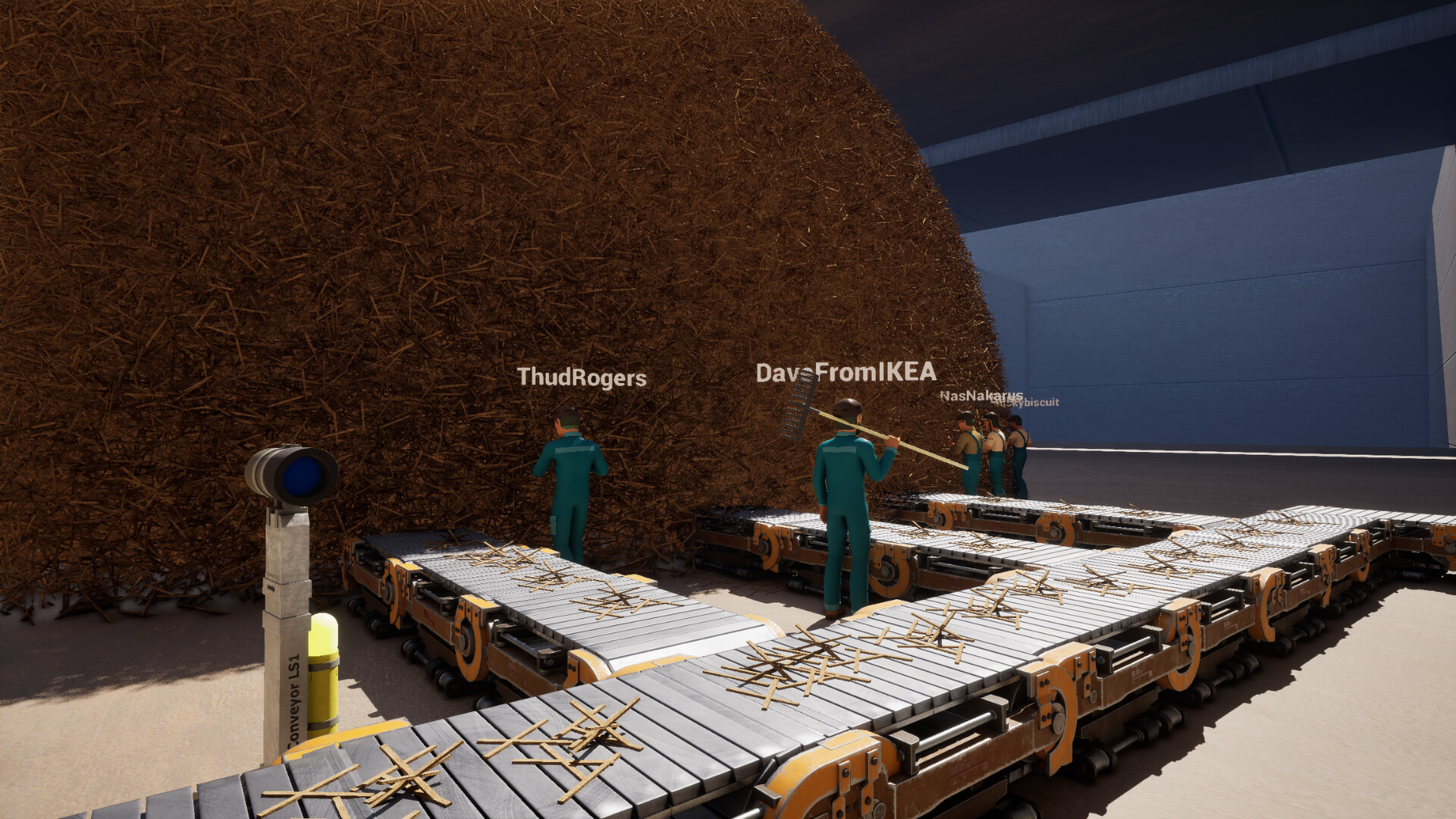 Needle In A Haystack Simulator スクリーンショット｜コンベアで干し草を運ぶ設備