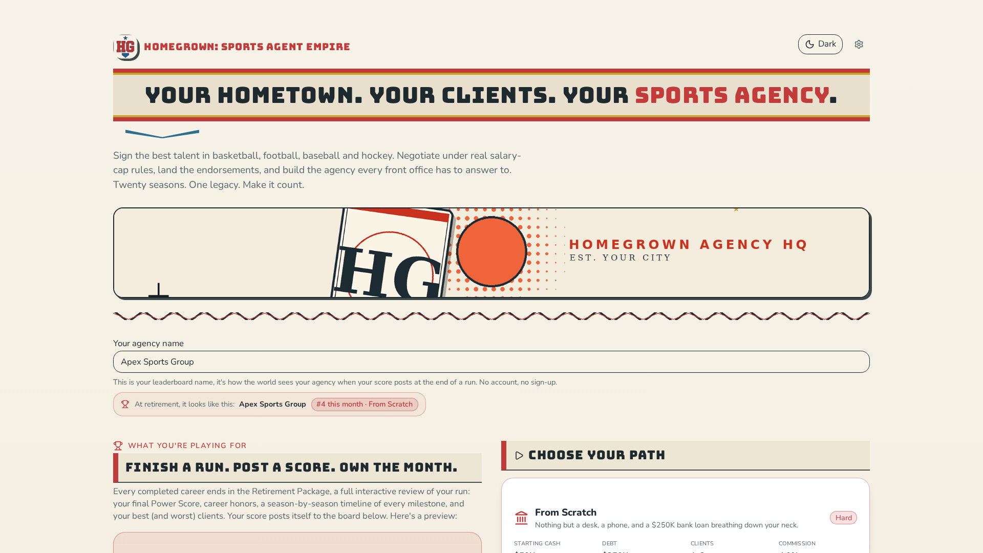 Homegrown: Sports Agent Empireのスクリーンショット 1