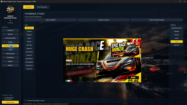 SimRace Publisher Studio — скриншот