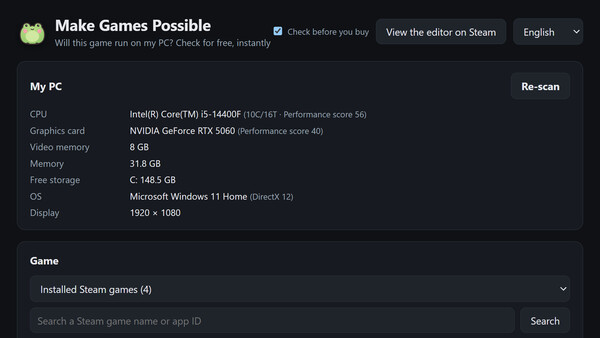 Make Games Possible - Can I Run It? System Requirements Checker & PC Performance Mode screenshot 4