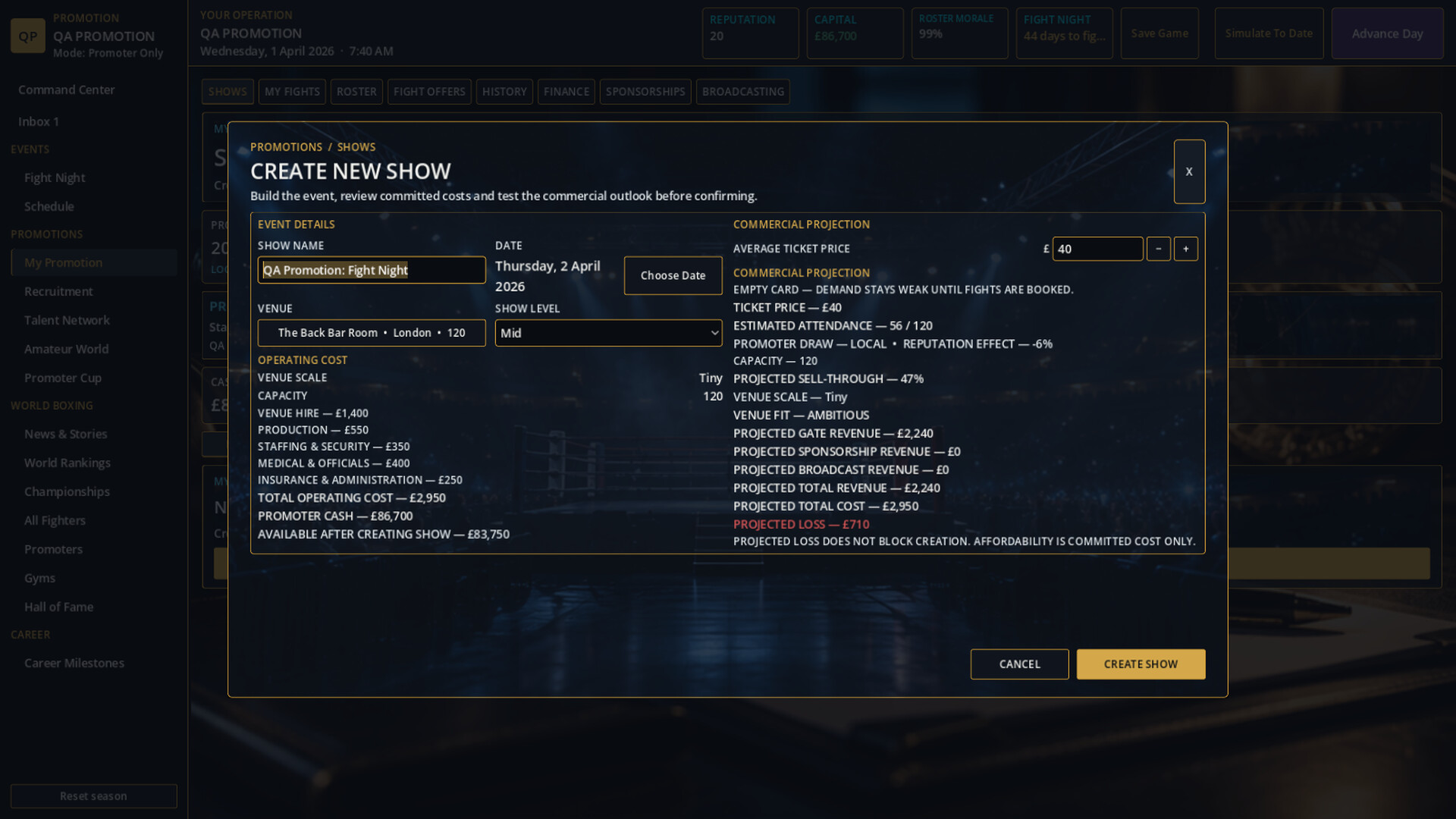THE FIGHT BUSINESS: BOXING MANAGER screenshot #2