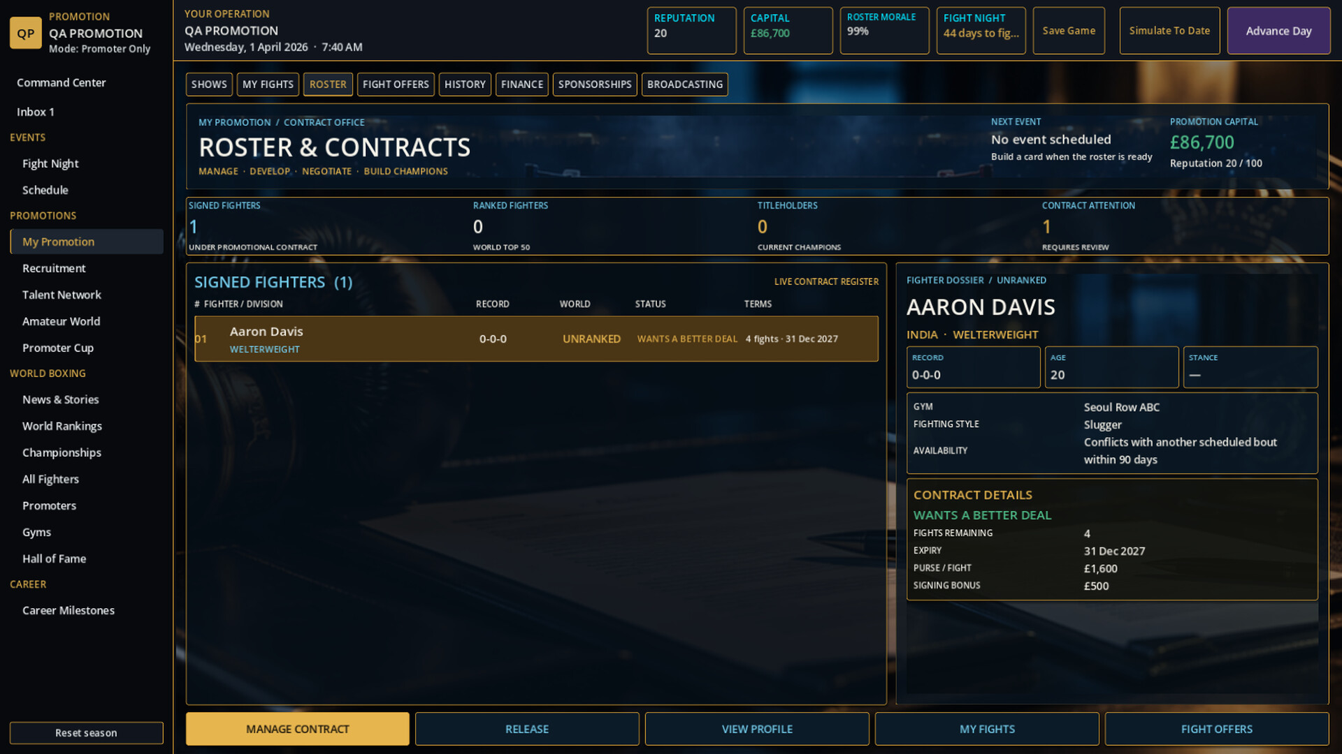 THE FIGHT BUSINESS: BOXING MANAGER screenshot #5