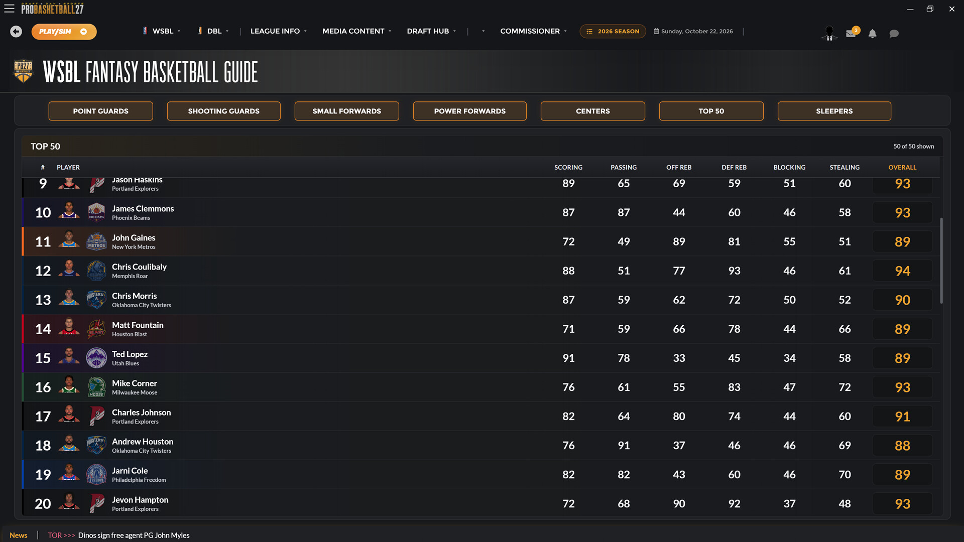 Draft Day Sports: Pro Basketball 27 screenshot #10