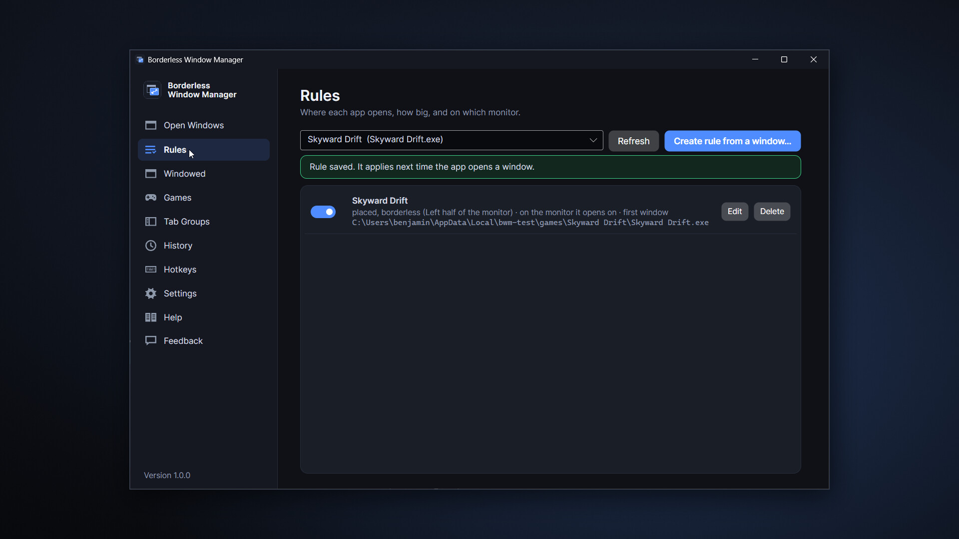 Borderless Window Manager
