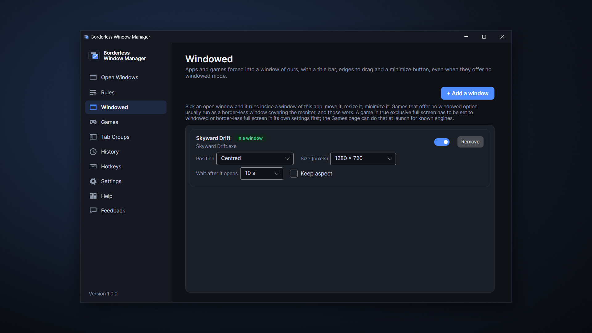 Borderless Window Manager