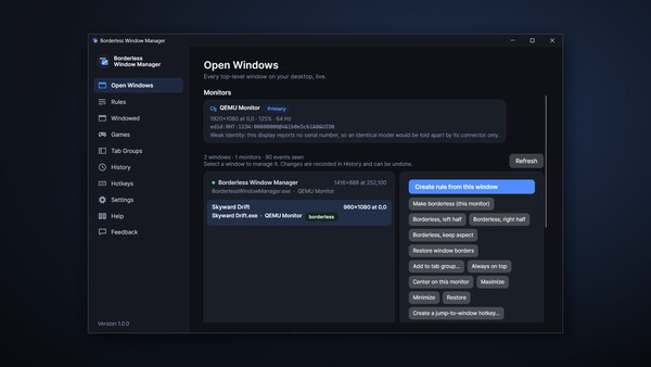 Borderless Window Manager screenshot 1