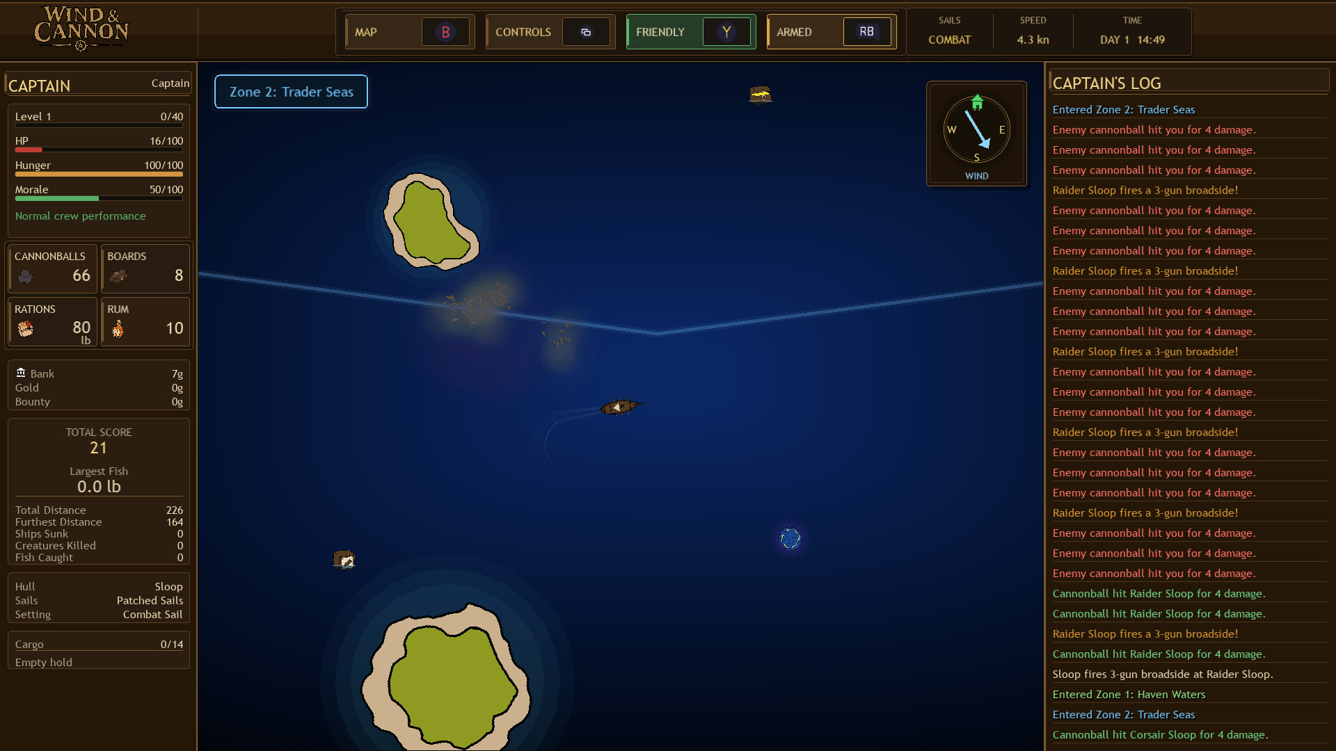Wind and Cannon screenshot #1