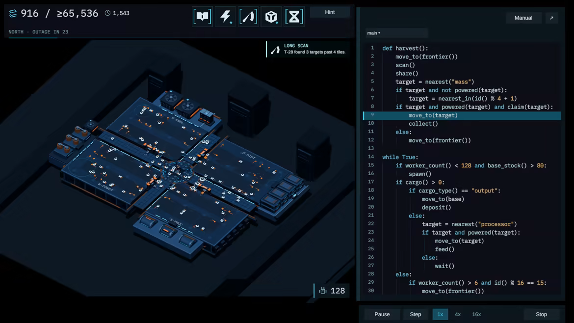 A large worker swarm, output progress and the shared program.