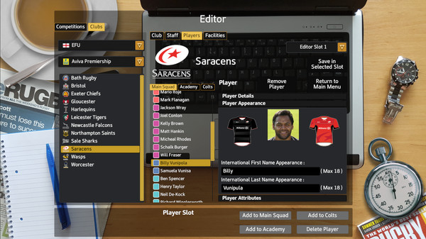 Rugby Union Team Manager 2017