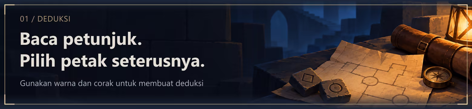 DEDUKSI. Baca petunjuk. Pilih petak seterusnya. Gunakan warna dan corak untuk membuat deduksi