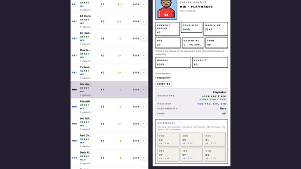 Screenshot of Hero Football Manager