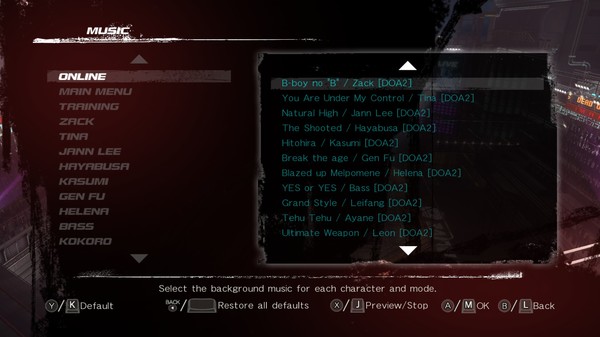 DEAD OR ALIVE 5 Last Round: Core Fighters Add "DEAD OR ALIVE 2 Music"