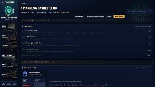 Screenshot of Pick & Roll Manager