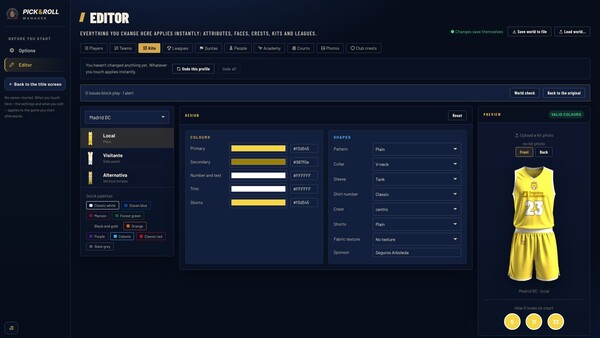 Screenshot of Pick & Roll Manager