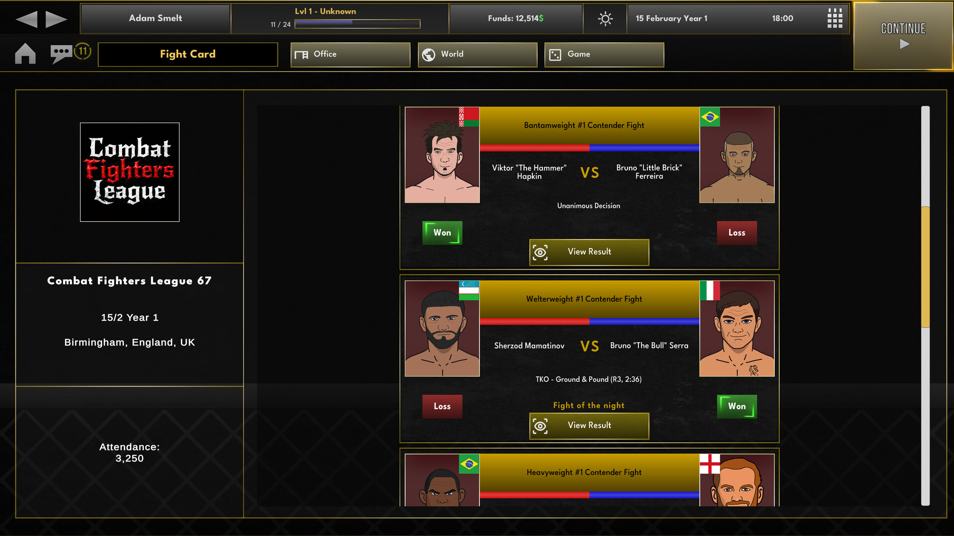 Elite MMA Manager Demo 遊戲畫面 6