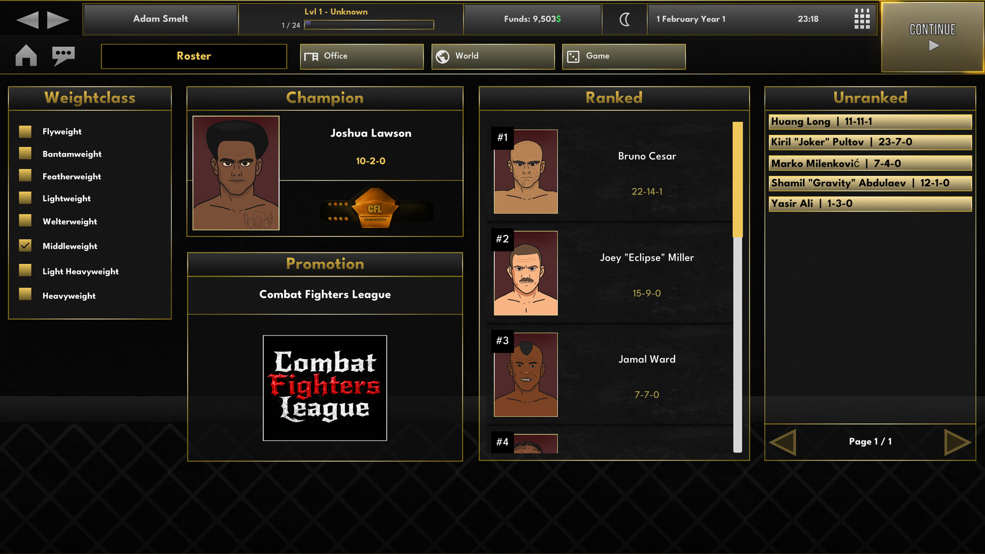 Elite MMA Manager Demo 遊戲畫面 2