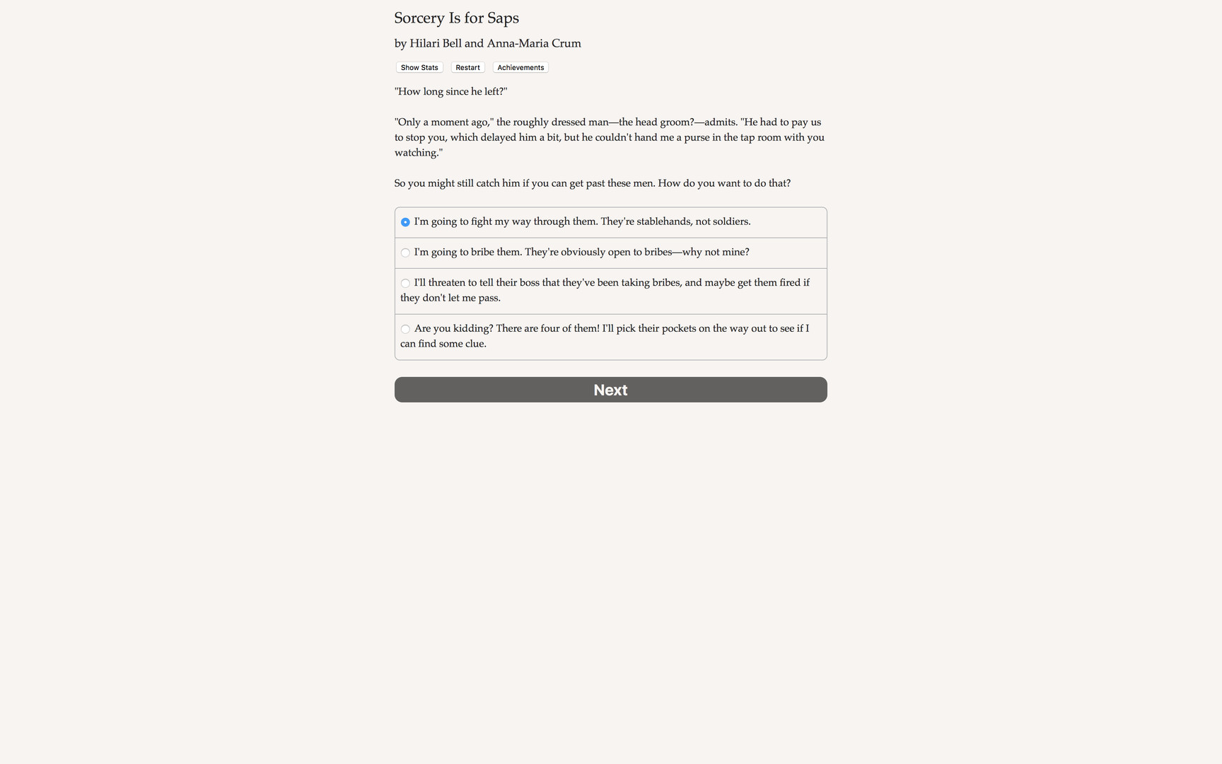 #4. Sorcery Is for Saps (Steam) 由: Choice of Games