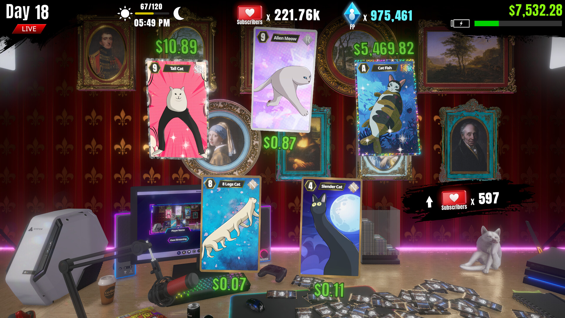 MeowMeow TCG: Rip & Ship Streamer Simulatorのスクリーンショット 1