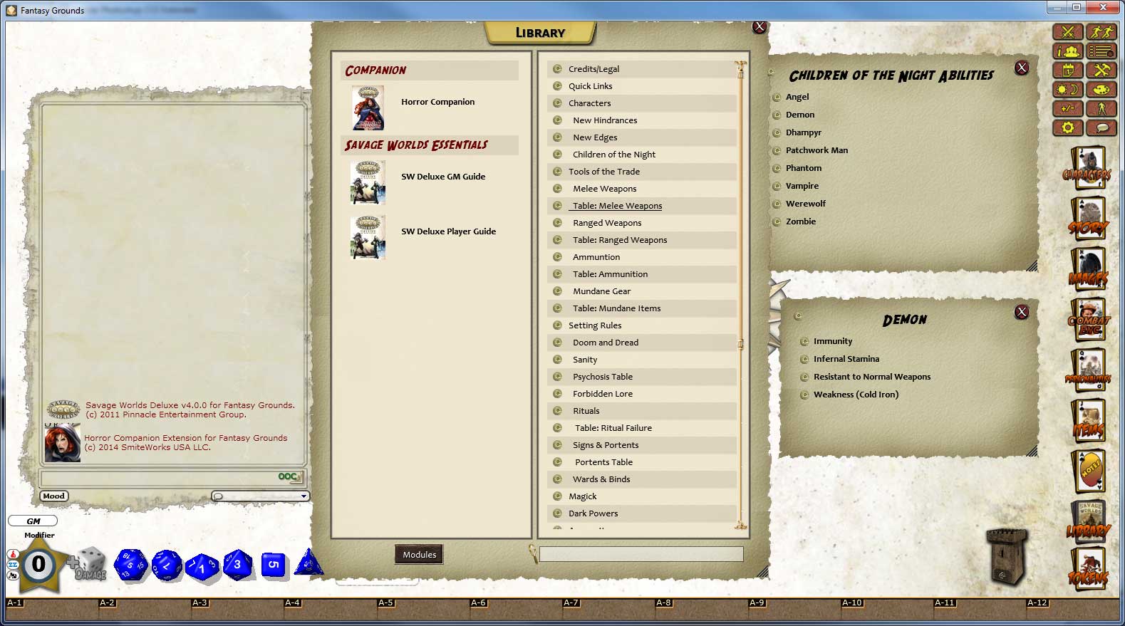 Fantasy Grounds - Savage Worlds Horror Companion Featured Screenshot #1