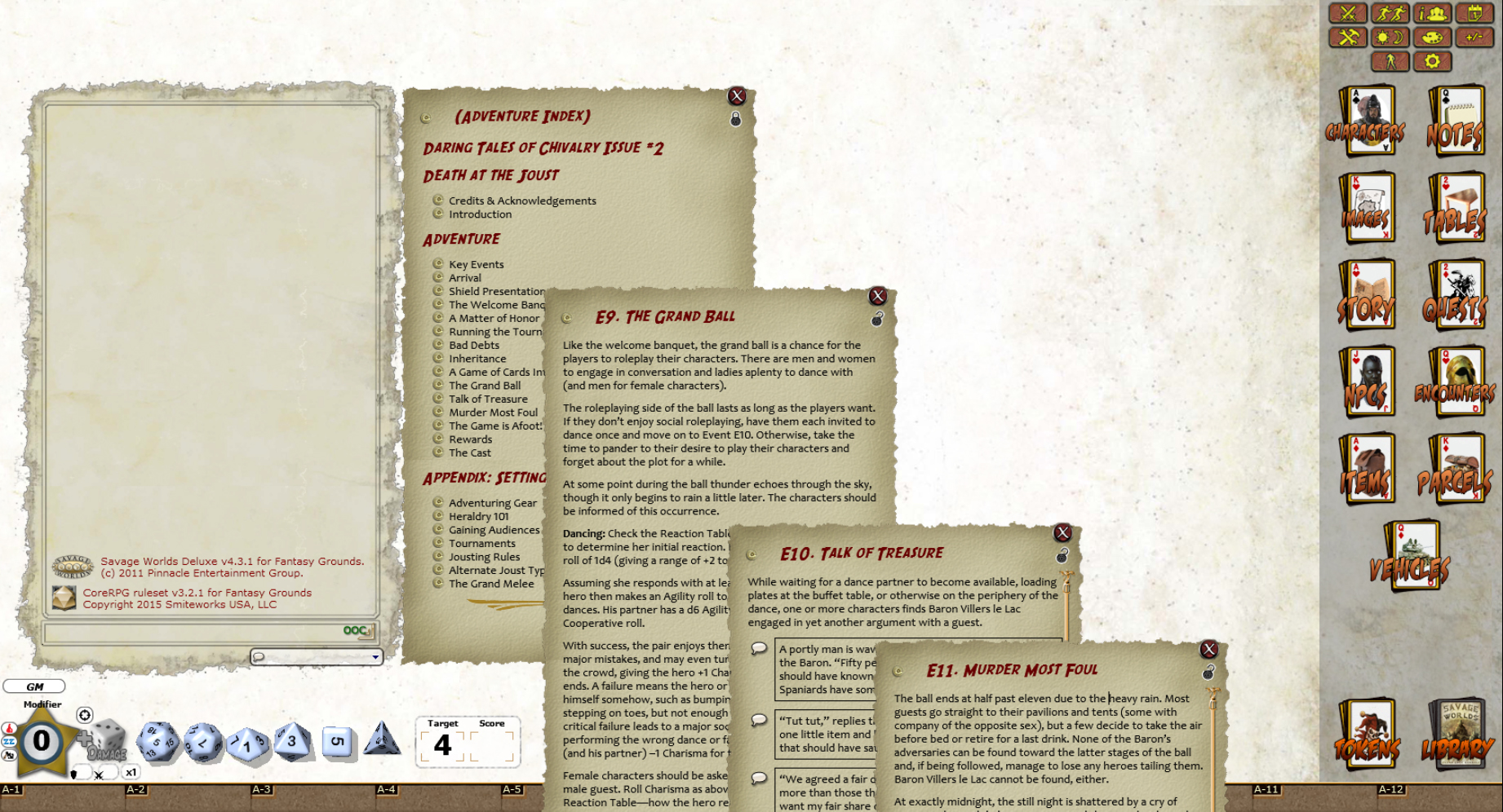 Fantasy Grounds - Daring Tales of Chivalry #02: Death at the Joust (Savage Worlds) Featured Screenshot #1