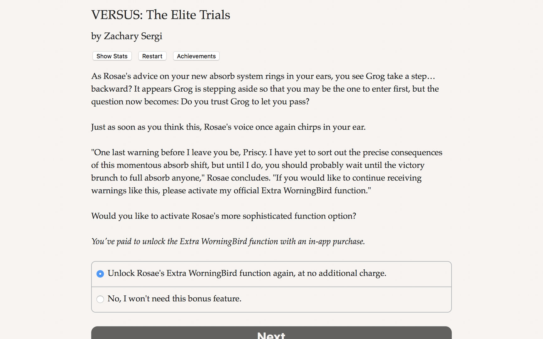 VERSUS: The Elite Trials - WorningBird Hints Featured Screenshot #1