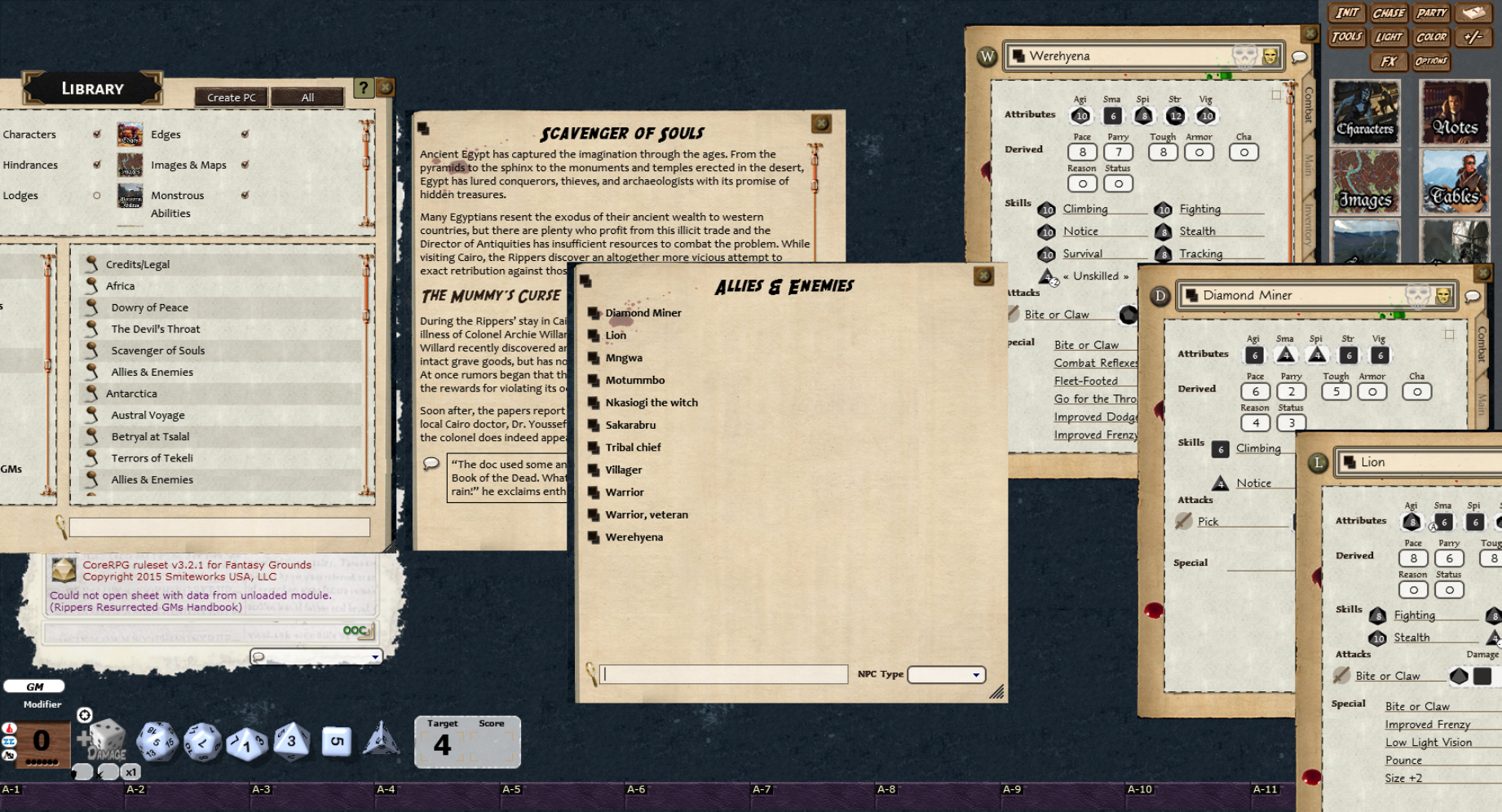 Fantasy Grounds - Rippers Resurrected: Frightful Expeditions (Savage Worlds)のスクリーンショット 1