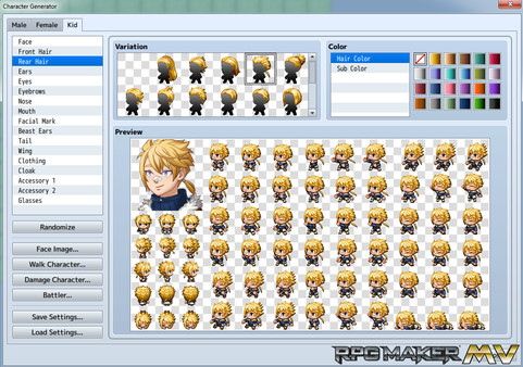 RPG Maker MV - Add-on Vol.4: Kid Generator Parts