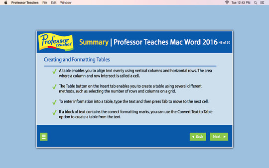 Professor Teaches® Word 2016 – Mac screenshot 1
