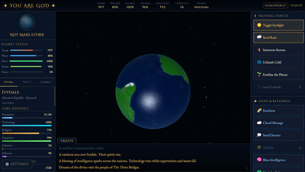 Screenshot of You Are God gameplay showing in-action mechanics