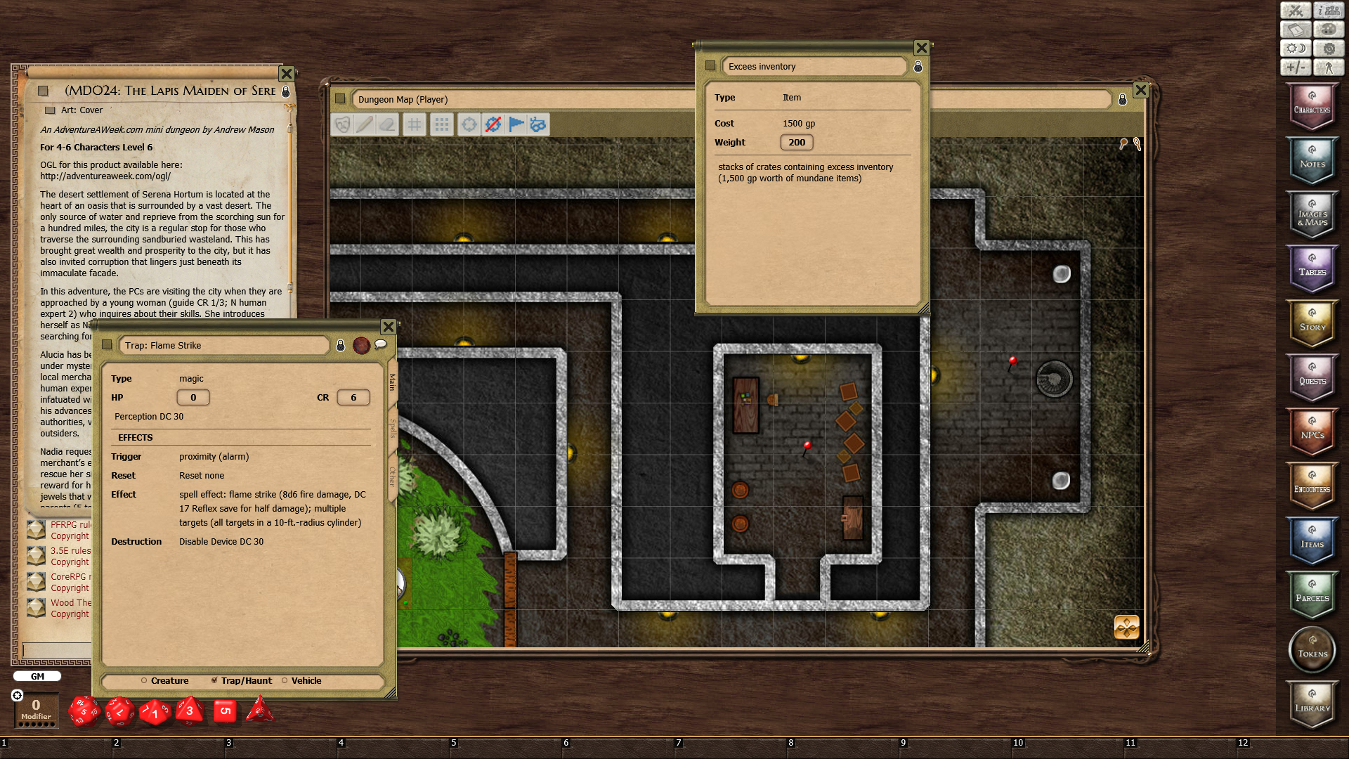Fantasy Grounds - Mini-Dungeon #024: The Lapis Maiden of Serena Hortum (PFRPG) screenshot 2