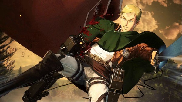 Screenshot of Attack on Titan 2 - A.O.T.2 gameplay showing in-action mechanics