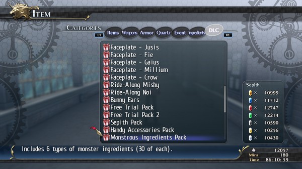 The Legend of Heroes: Trails of Cold Steel - Monstrous Ingredients Pack