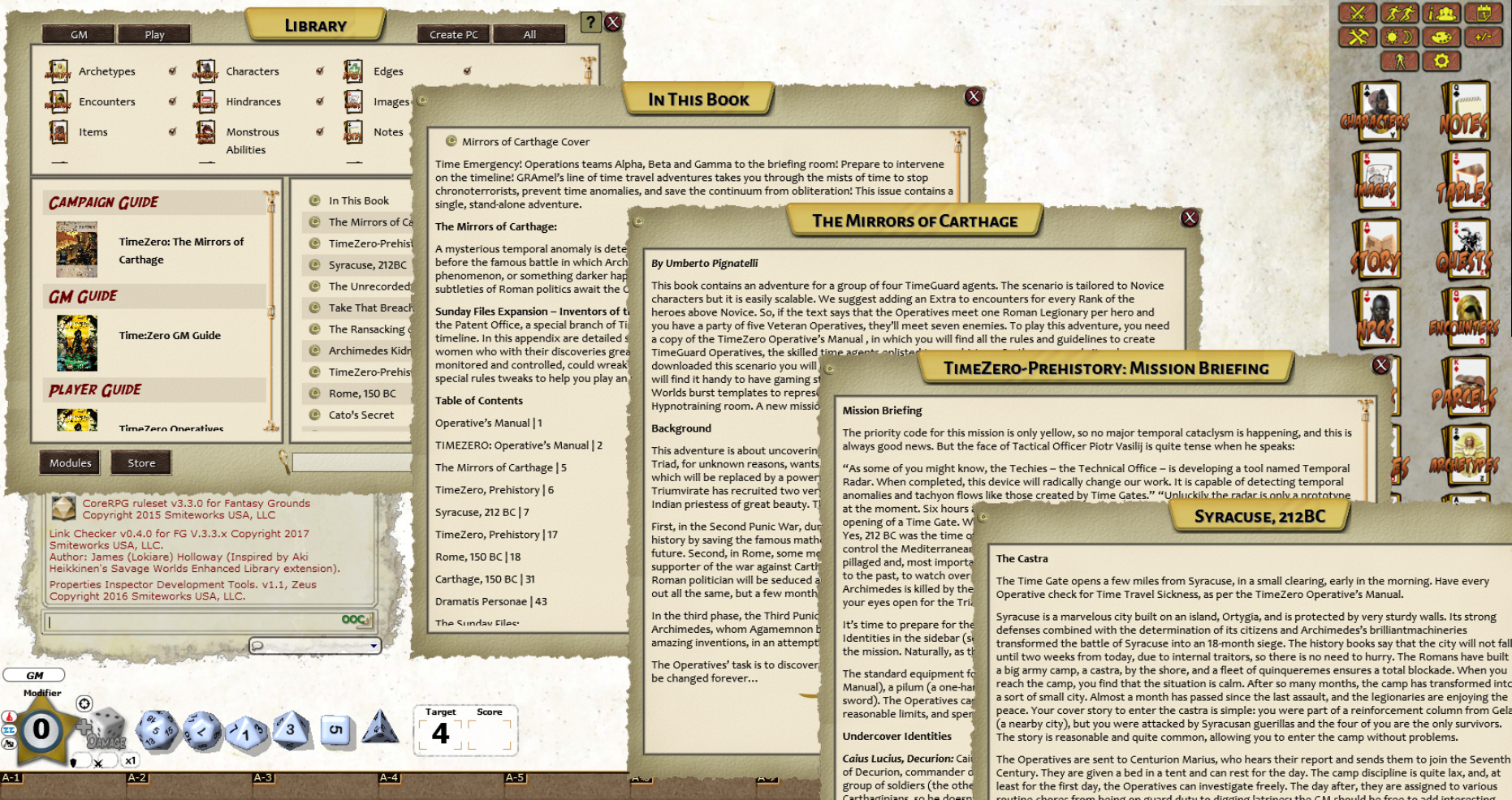 Fantasy Grounds - TIMEZERO: The Mirrors of Carthage (Savage Worlds) screenshot 2