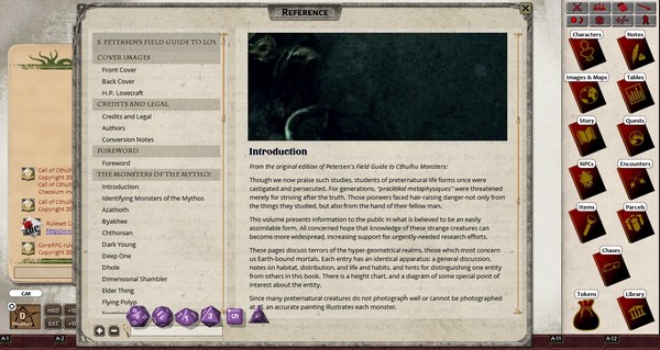 Fantasy Grounds - S.Petersen's Field Guide to Lovecraftian Horrors (CoC7E)
