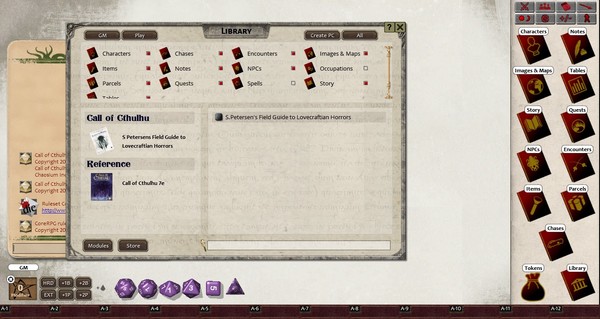 Fantasy Grounds - S.Petersen's Field Guide to Lovecraftian Horrors (CoC7E)