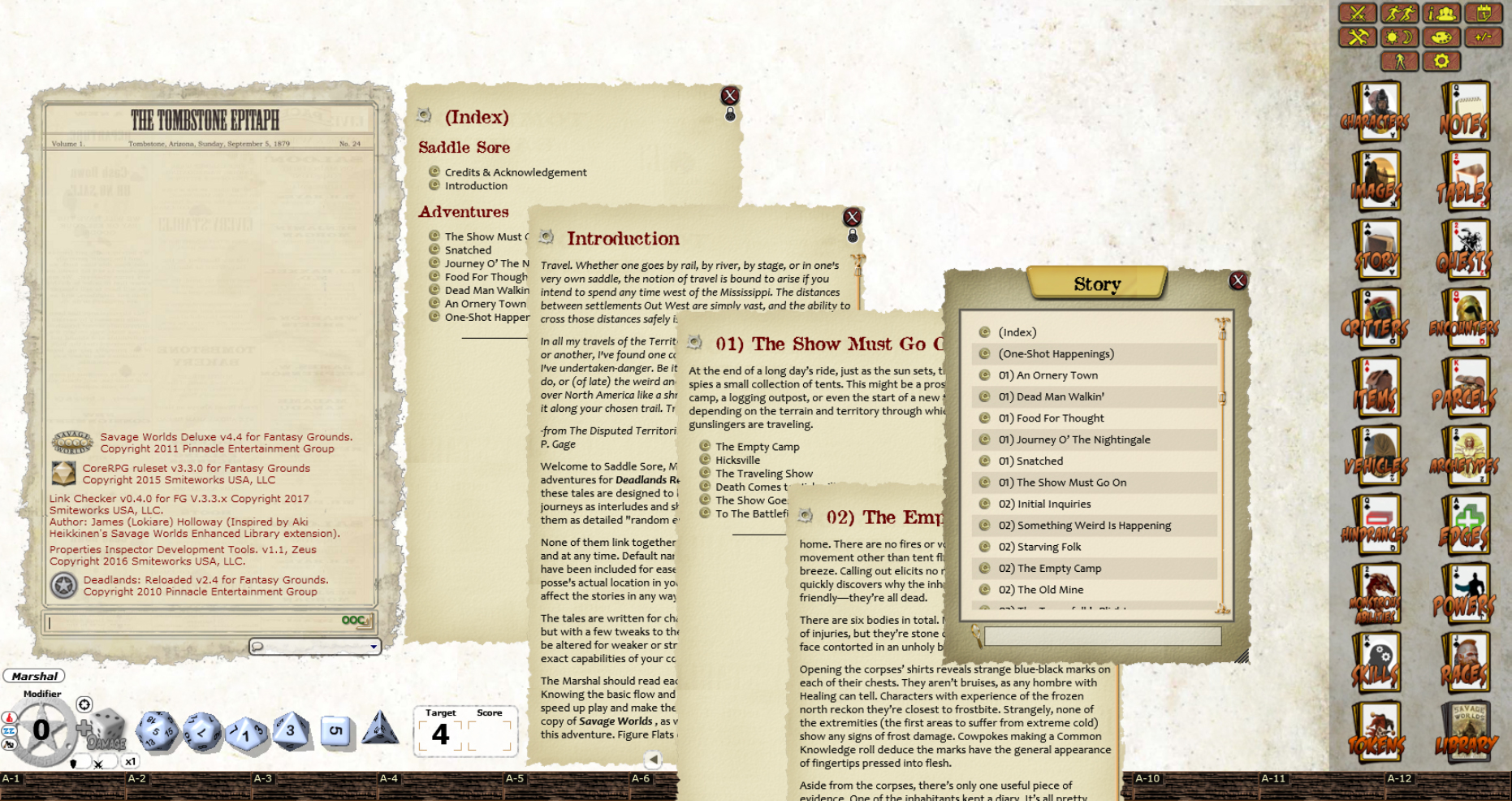 Fantasy Grounds - Deadlands Reloaded: Saddle Sore (Savage Worlds) screenshot 1