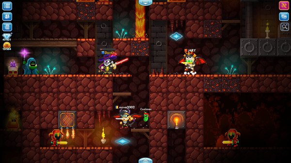 Screenshot of Pixel Worlds: MMO Sandbox gameplay showing in-action mechanics