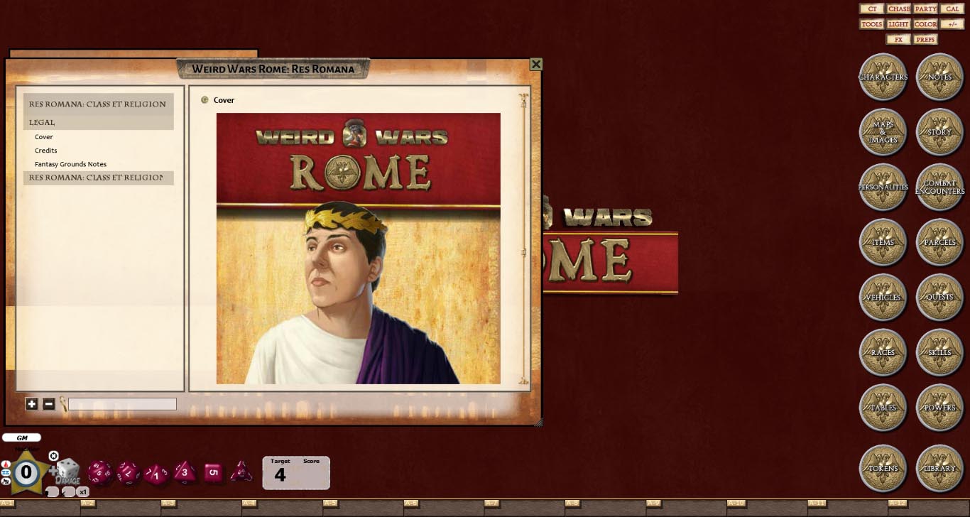Fantasy Grounds - Weird Wars Rome: Res Romana (Savage Worlds)のスクリーンショット 1