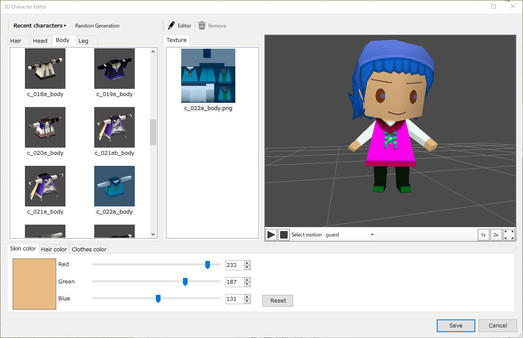 SMILE GAME BUILDER 3D Character Editor