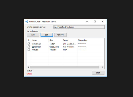 RutonyChat - Restream Server