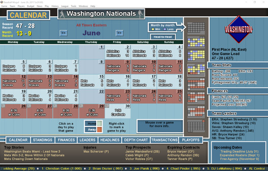 Screenshot z Baseball Mogul 2017