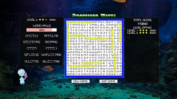 Screenshot z Professor Watts Word Search: Into The Ocean